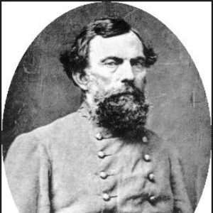 White man in gray military uniform in oval frame