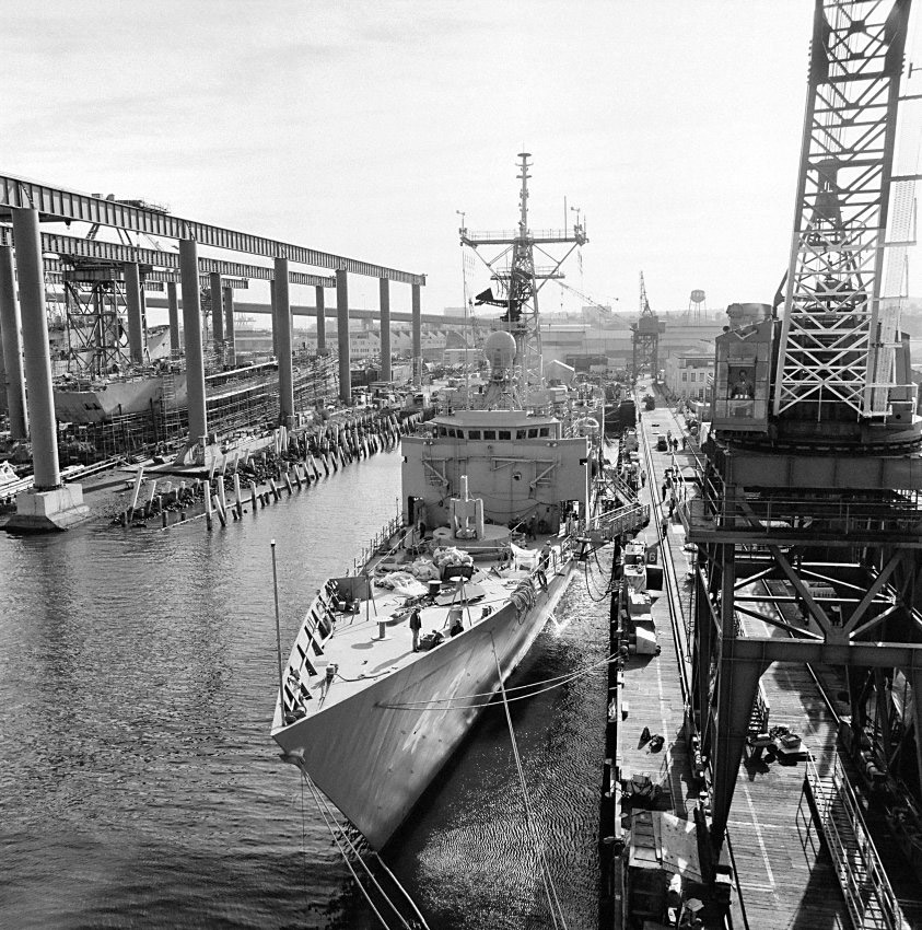 Naval ship in dock