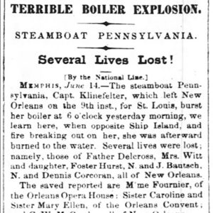 "Terrible Boiler Explosion" newspaper clipping