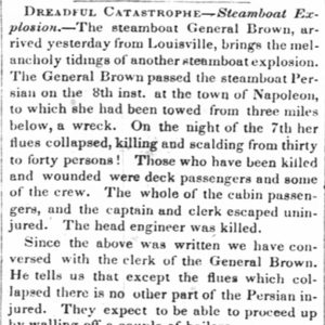 "Dreadful Catastrophe" newspaper clipping