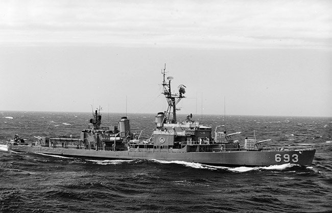 Naval vessel number 693 at sea