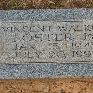 "Vincent Walker Foster Junior" gravestone with dates January fifteenth Nineteen forty-five and July twentieth Nineteen ninety-three