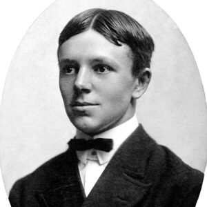 Young white man in suit and bow tie