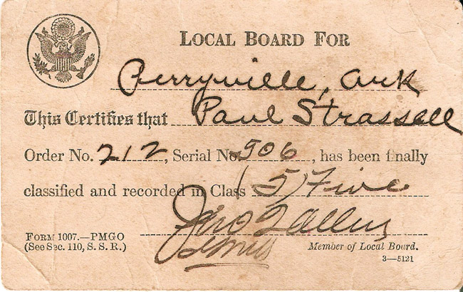 Card with seal and handwriting signed by Paul Strassell