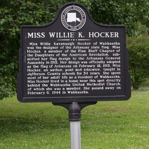 "Miss Willie K Hocker" historical marker sign