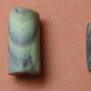 Pair of greenish blue cylindrical beads
