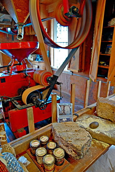 Mill machinery with belts and pulleys
