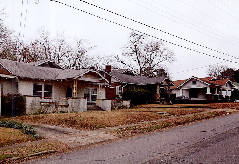Houses with covered porches on residential street