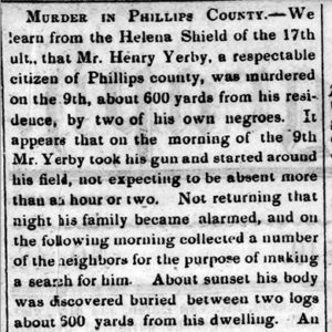 "Murder in Phillips County" newspaper clipping
