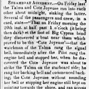 "Steamboat Accident" newspaper clipping
