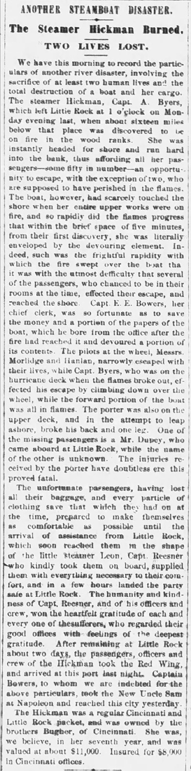 "Another Steamboat Disaster" newspaper clipping