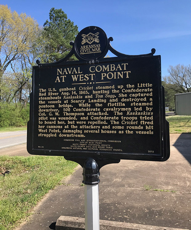"Naval combat at West Point" historical marker sign