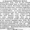 "A desperate character killed" newspaper clipping