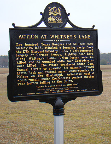 "Action at Whitney's Lane" historical marker sign