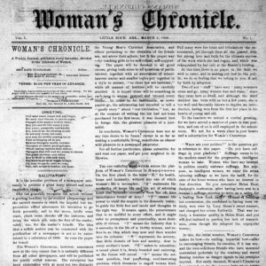 Full front page of the "Woman's Chronicle" dated March 3 1888