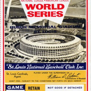 1968 World Series ticket, game 1, Busch Memorial Stadium, St. Louis, Missouri, priced eight dollars.