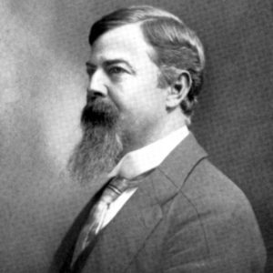 White man with long beard in suit and striped tie