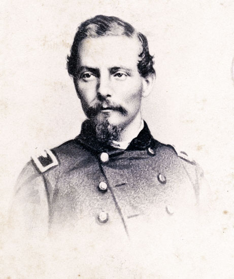 White man with beard and mustache in military uniform