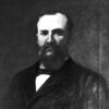 Portrait of painting white man with beard, suit, bow tie