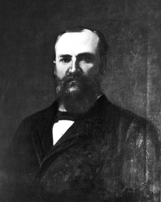 Portrait of painting white man with beard, suit, bow tie