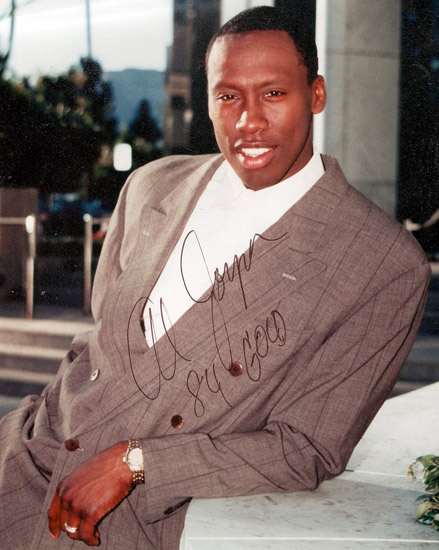 signed photo of African-American man in double breasted suit