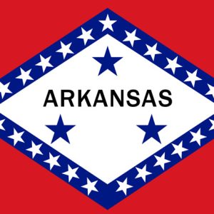 Digital flag graphic 25 star lined diamond shape with "Arkansas" and 3 stars in interior