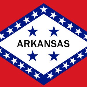 Digital flag graphic 25 star lined shape with "Arkansas" 4 stars in center