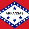Arkansas flag graphic 25 stars lining diamond with name and four stars in center