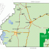 "Ashley County" map showing borders roads cities waterways wildlife refuge