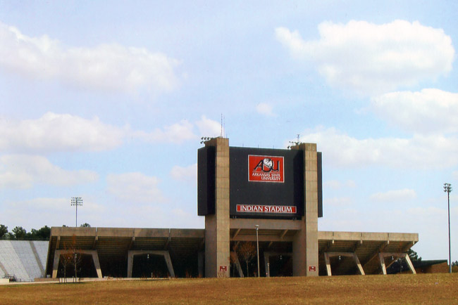 "ASU Arkansas State University Indian Stadium" concrete stadium
