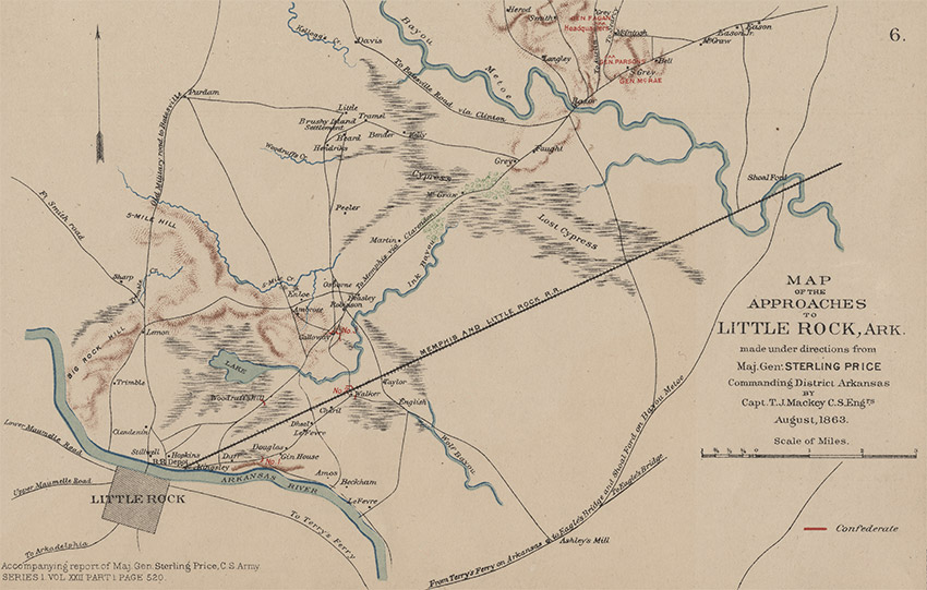 Civil War era map of Little Rock and outlying areas