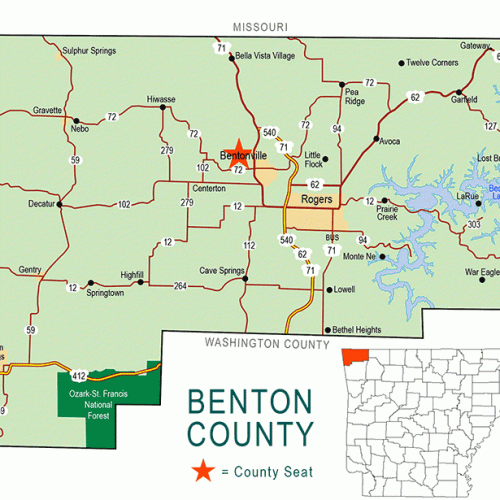 Benton County Map Encyclopedia Of Arkansas