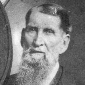 Old white man with long beard in suit