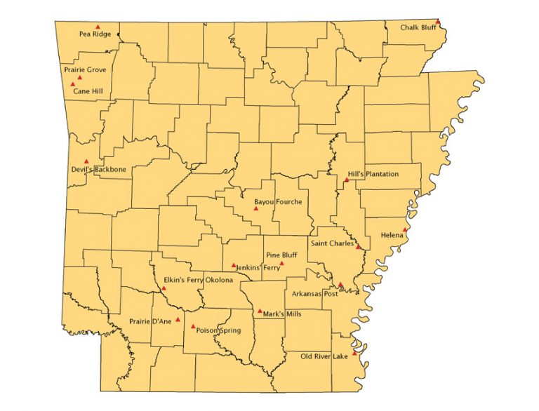 Civil War Events Map - Encyclopedia of Arkansas