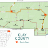 Political map of Clay County with location graphic below it