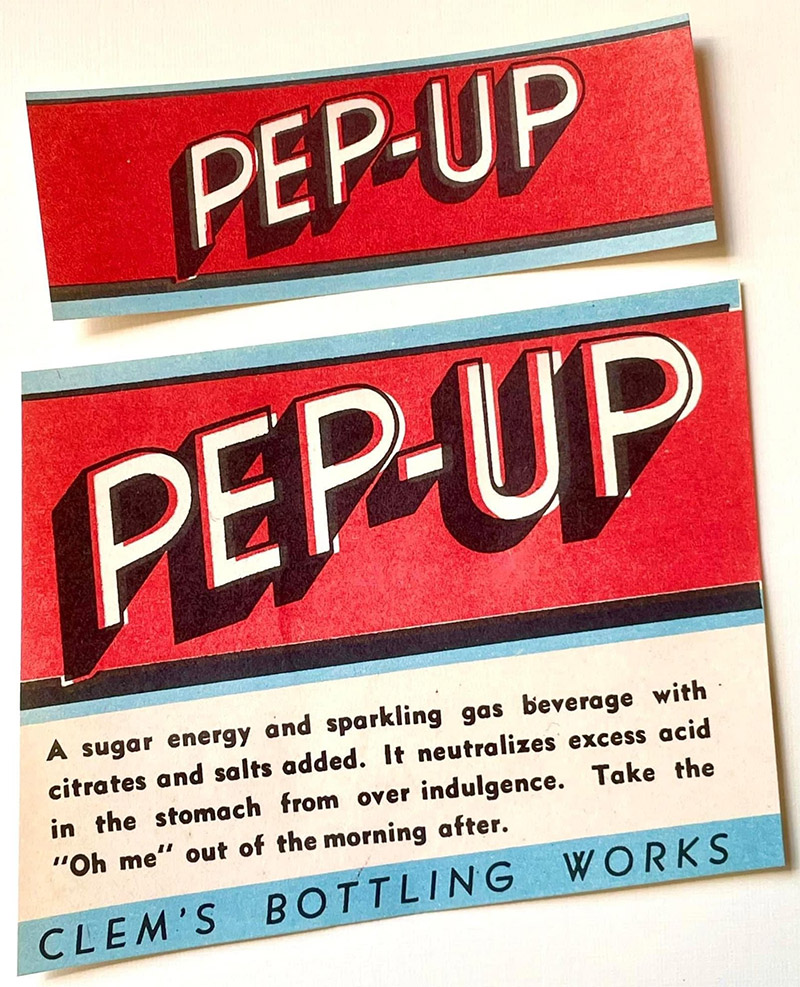 Paper label "Pep Up"