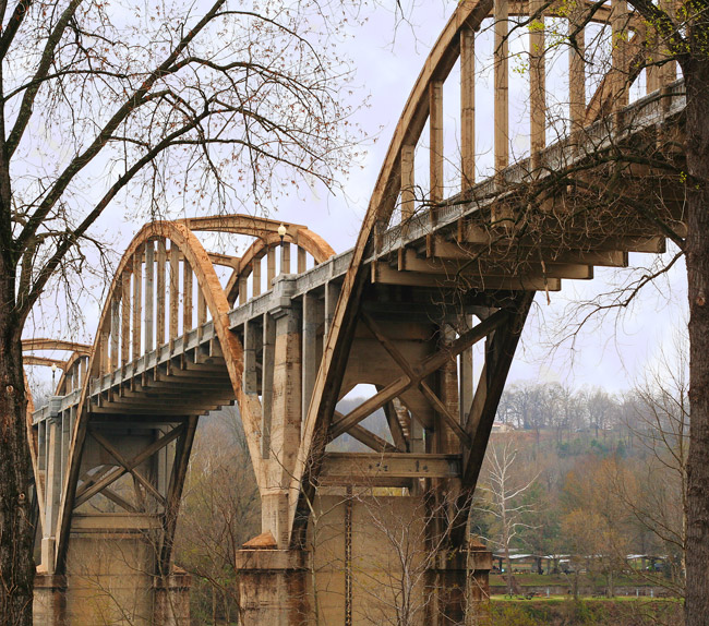 bridge with several arches over river