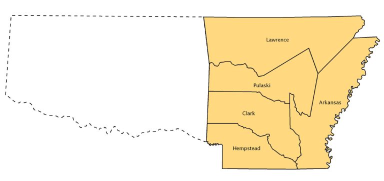 Arkansas Counties Map 1819 Encyclopedia Of Arkansas 6618