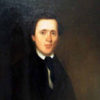 Portrait painting of a white man in formal attire with plain backdrop
