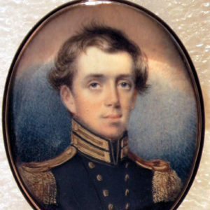 Portrait painting in locket of white man in military uniform