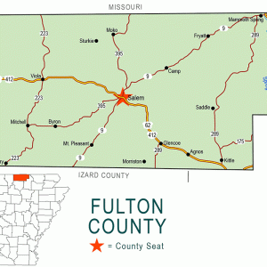 "Fulton County" map with borders roads cities river
