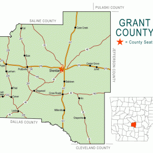 "Grant County" map with borders roads cities