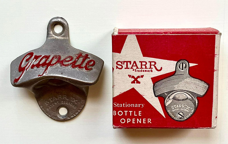 bottle opener with Grapette name and red box