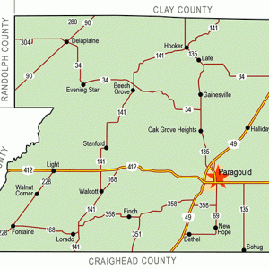 "Greene County" map with borders roads cities river