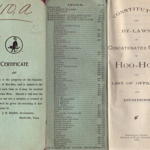 several pages from the "Constitution and By-Laws of Concatenated Order of Hoo-Hoo and List of Officers and Members."