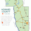 "Howard County" map with borders roads cities waterways state park