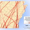 Map of Arkansas counties with crisscrossing red lines