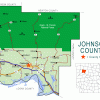 "Johnson County" map with borders roads cities waterways national forest