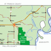 "Lee County" map with borders roads cities waterways national forest