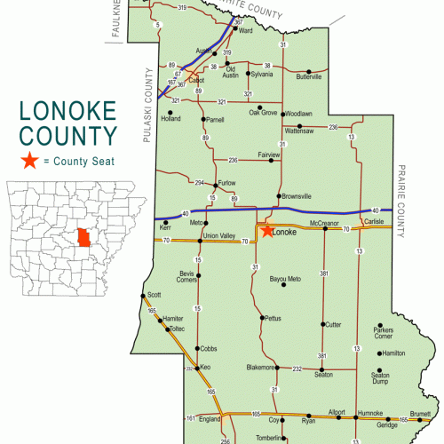 Lonoke County Map - Encyclopedia of Arkansas